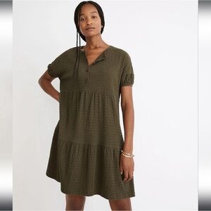 Madewell (Re)sourced Crinkle-Knit Tiered Mini Dress Size S